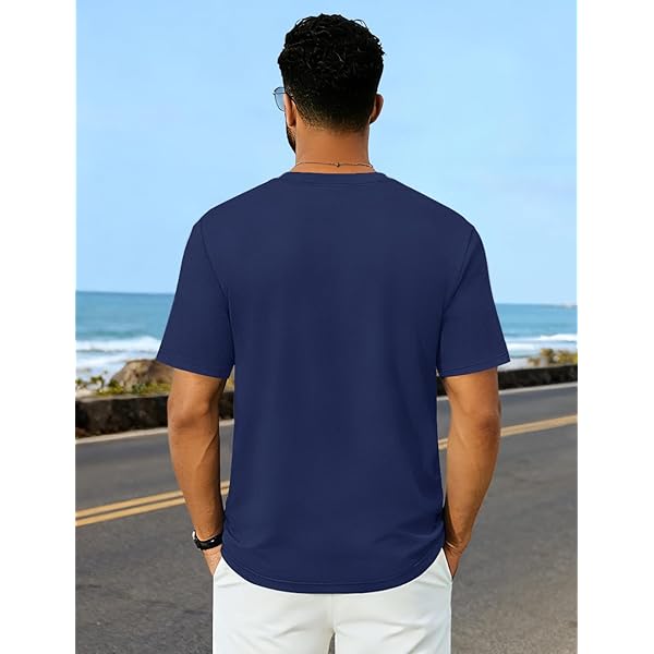 Navy Crew Neck Short-Sleeve T-Shirt with Chest Pocket