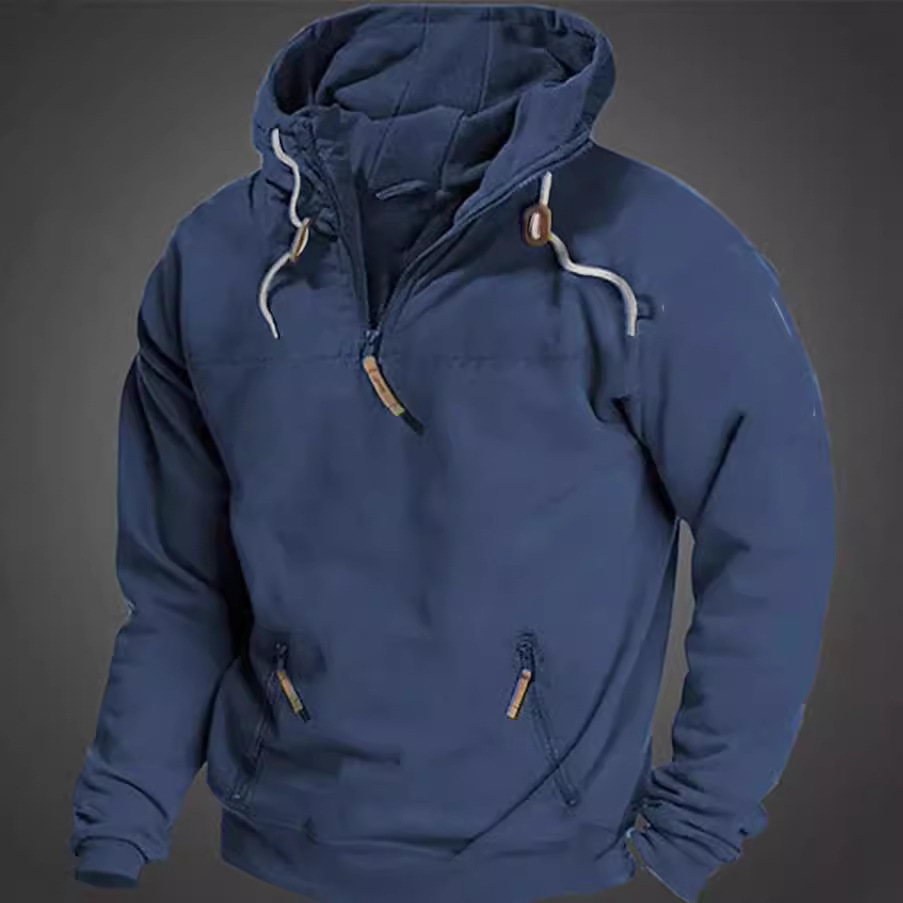 Autumn and Winter Hooded Solid Color Men's Casual European Size Sweatshirt Youth Men's Jacket