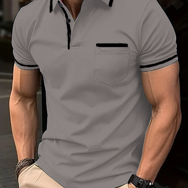 Summer quick sale Amazon POLO shirt button pocket men's sports polo shirt