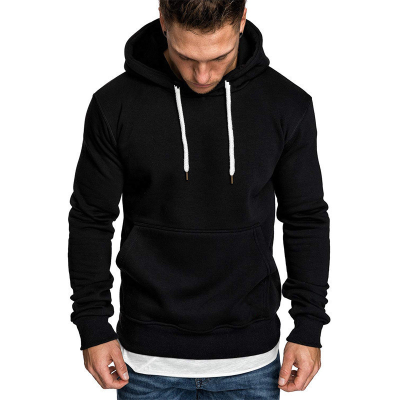 A generation of European and American men's sports fitness hoodie solid color sweater slim fleece winter sports jacket