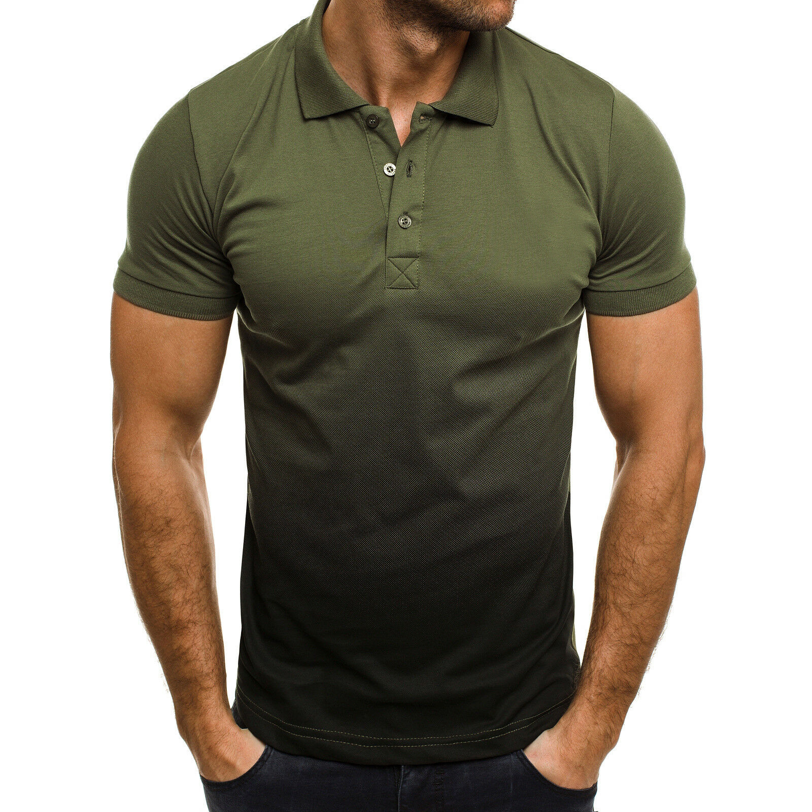 Casual Sports T-shirt Summer Lapel 3D Gradient Short-sleeved Polo Shirt