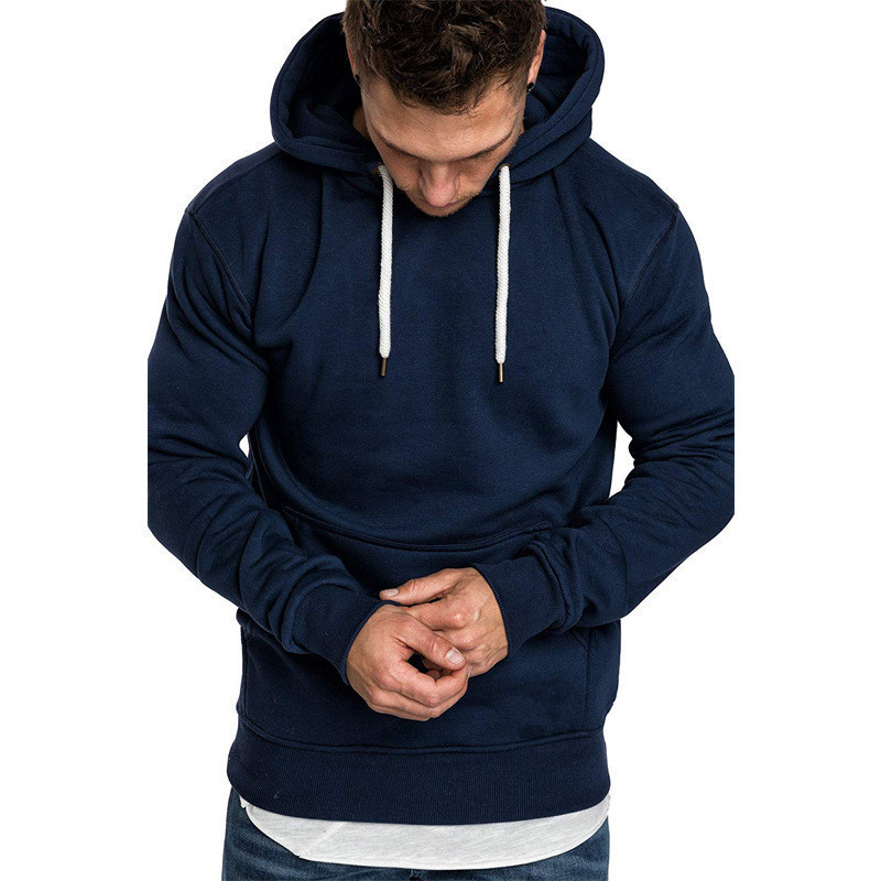 A generation of European and American men's sports fitness hoodie solid color sweater slim fleece winter sports jacket