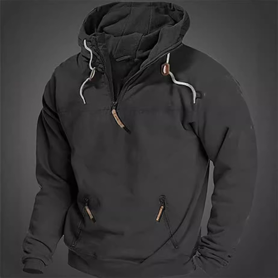 Autumn and Winter Hooded Solid Color Men's Casual European Size Sweatshirt Youth Men's Jacket