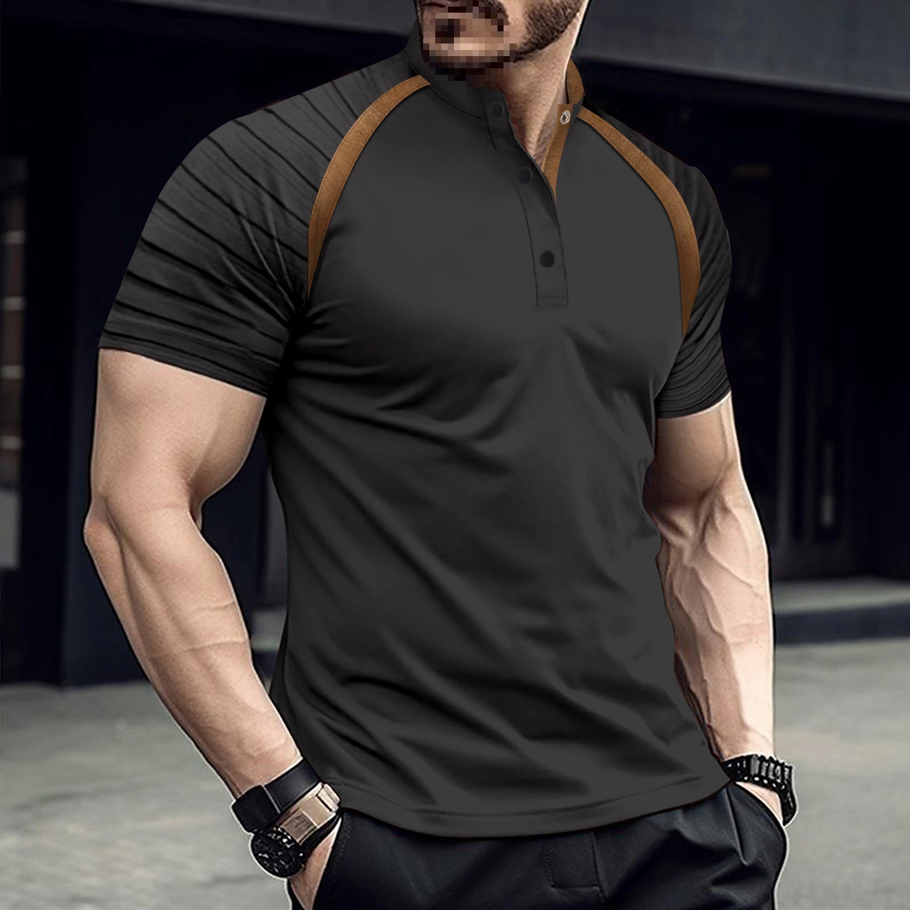 2025 summer quick sale Amazon POLO shirt arm striped men's sports polo shirt