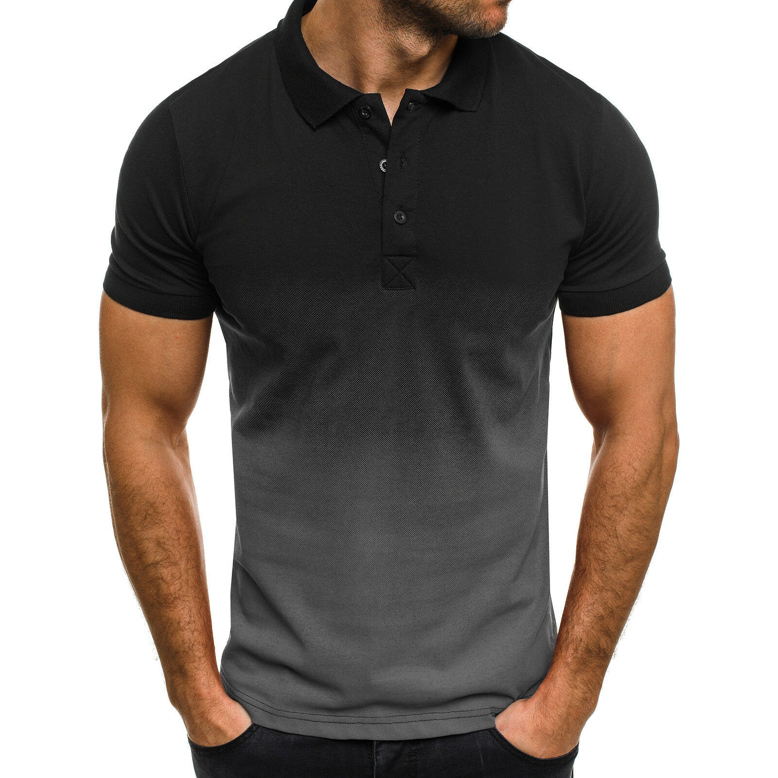 Casual Sports T-shirt Summer Lapel 3D Gradient Short-sleeved Polo Shirt