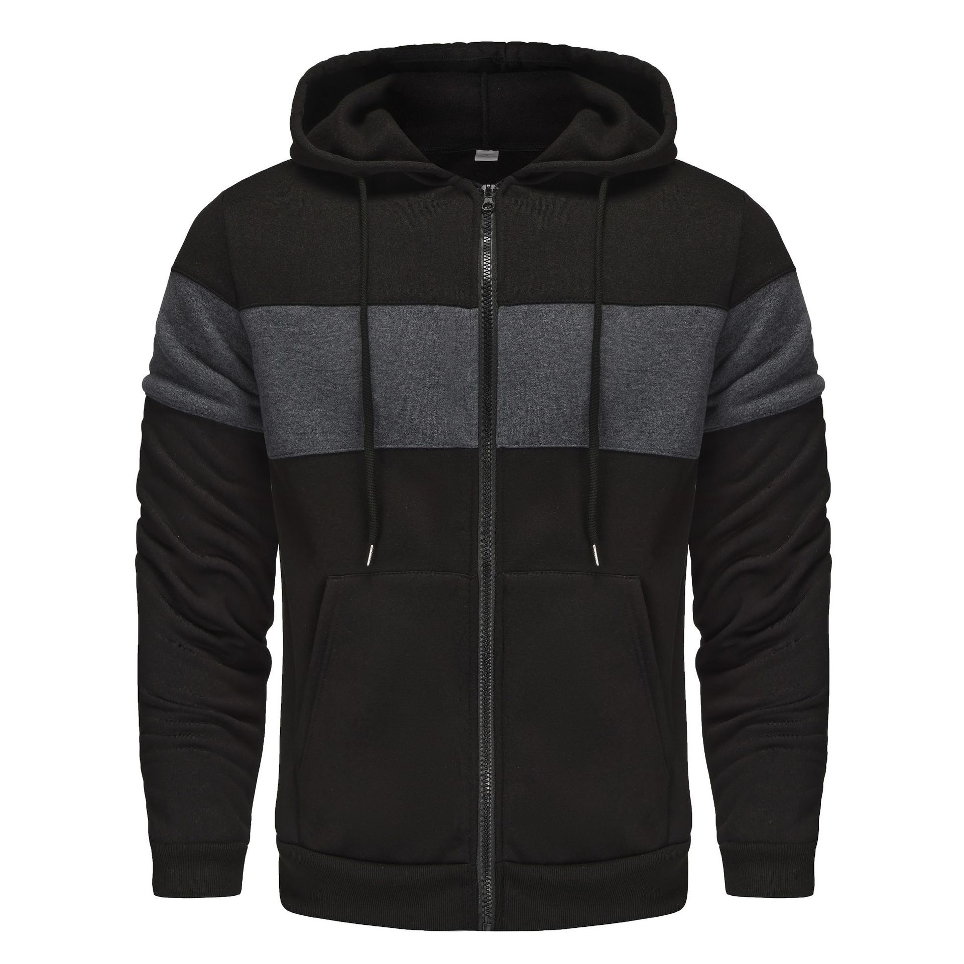 New TEMU Amazon Europe and the United States hot men's color matching hoodie zipper shirt jacket cardigan threaded cap