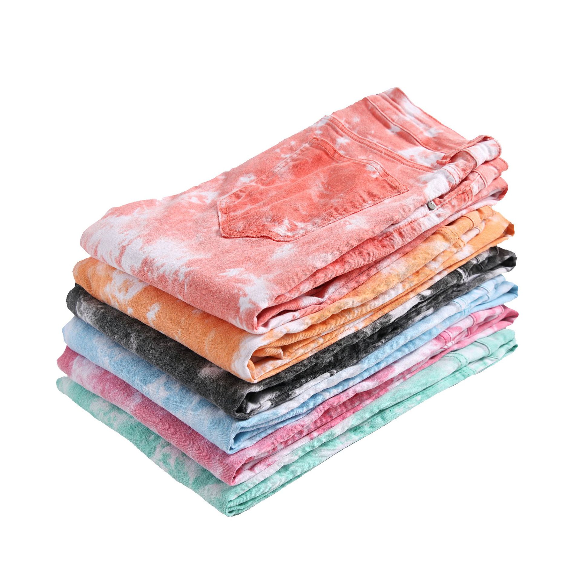 Men's color stretch Denim casual pants printed Men's